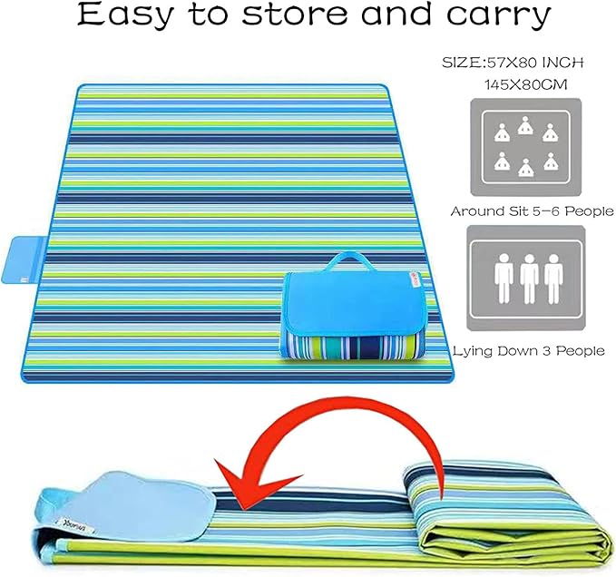 Lchkrep Picnic Blanket Beach Blankets 80"x60" Large Sandproof Waterproof Camping Portable Travel Blanket Play Mat for Outdoor Indoor Family Beach Park Grass,Hiking, Music Festival