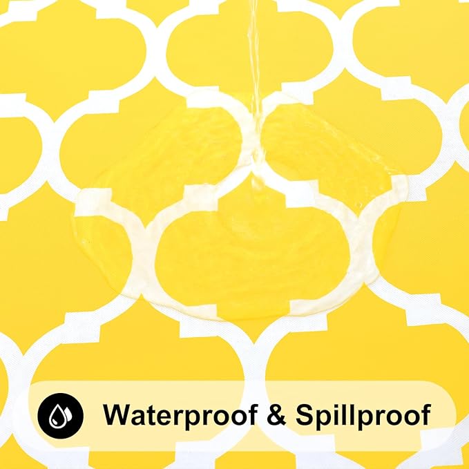 Smiry Rectangle Picnic Table Cover, Waterproof Elastic Fitted Camping Tablecloths for 6 Foot Tables, Wipeable Flannel Backed Vinyl Tablecloth Protector for Indoor, Outdoor (Yellow, 36x72 Inches)