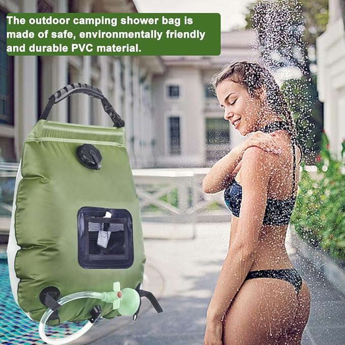 Solar Portable Shower for Camping 5 Gallon/20L - Solar Powered Camp Shower Bag with Switchable Shower Head and Detachable Hose for Camping, Backpacking, RV Travel