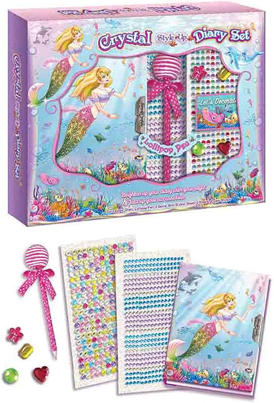 Mermaid Diary with Lock Kids Journal Stationary Set for Little Girl School Tween Learning Writing Drawing Age 5 6 7 8 Years Gift with Notebook DIY Scrapbooking Kits