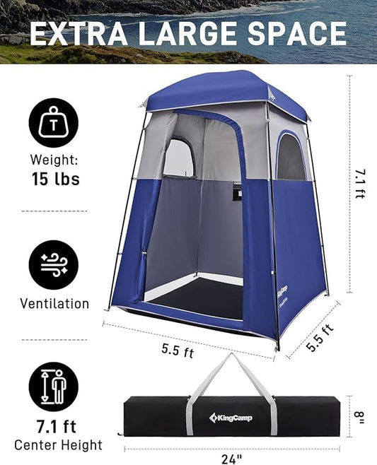 KingCamp Shower Tent, Portable Privacy Tent Outdoor Camping 1/2 Room Toilet Tents with Shower Bag & Dressing Room for Travel Beach Tailgate