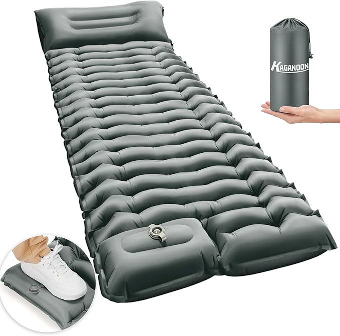 Sleeping Pad for Camping, Ultralight Inflatable Camping Mat with Pillow Built-in Foot Pump Sleeping Pads, Compact & Lightweight Camp Air Mattress for Backpacking, Hiking