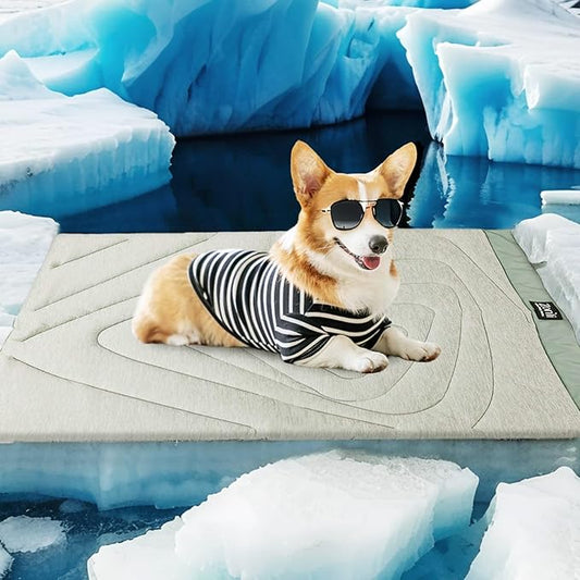 ZonLi Dog Cooling Mat, 43" x 30" Large, Waterproof Cooling Pad for Dogs & Cats, Portable & Durable Pet Mat for Crate, Trunk, Camping, Outdoors, Machine Washable, Ice Green