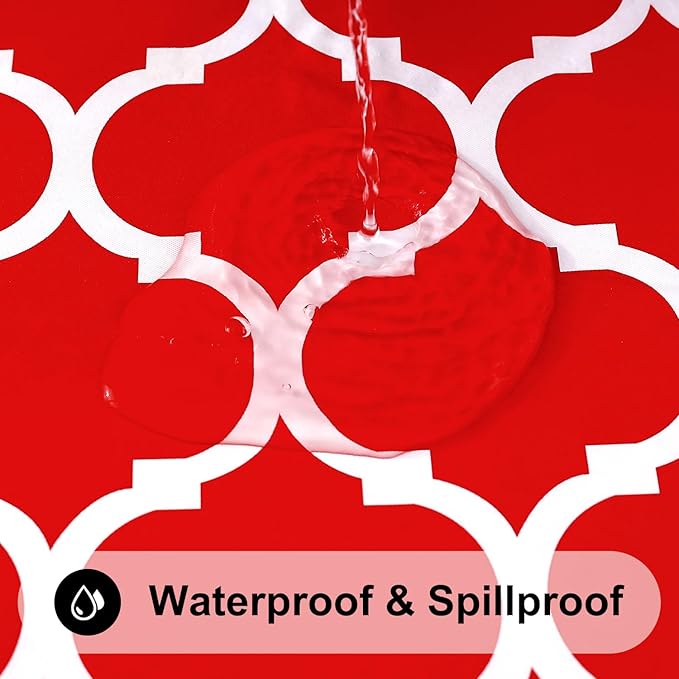 Smiry Rectangle Picnic Table Cover, Waterproof Elastic Fitted Camping Tablecloths for 8 Foot Tables, Wipeable Flannel Backed Vinyl Tablecloth Protector for Indoor, Outdoor (Red, 30x96 Inches)