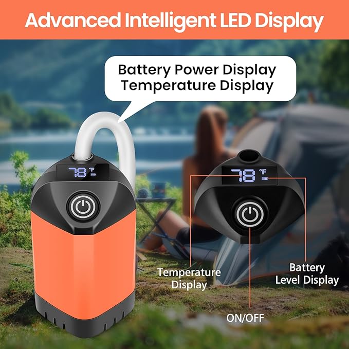 Portable Camping Shower with 7800mAh Battery - 3 Spray Modes, IPX7 Waterproof & Powerful Suction for Indoor, Camping, Beach Travel, RV Life, Pet Bathing, Gardening
