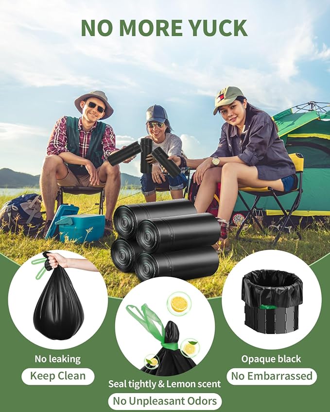Camping Toilet Bags Poo Gel Set, Portable Toilet Bags with Camping Toilet Gel, Composting Toilet Bags Poo Gel for Portable Toilet Camping Outdoor Hiking Emergency Toilet