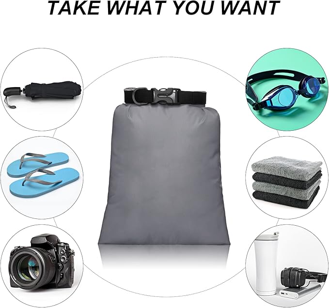 Shappy 6 Pcs Waterproof Dry Bag Set 6 Sizes Lightweight Sacks and Long Adjustable Shoulder Strap Outdoor Water Proof Keep Gear Dry Bag Stuff Sacks for Backpacking, Boating, Hiking, Camping (Gray)
