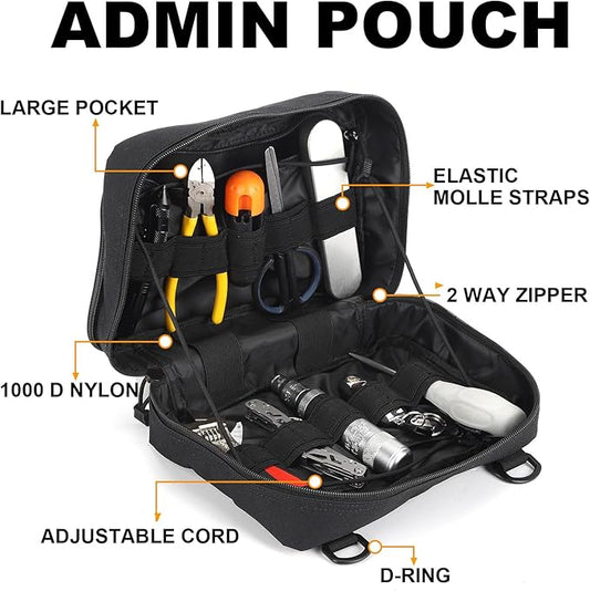 Tactical Pouch Large: EDC Gear Accessories Organizer With MOLLE System, Expandable Medical Pocket and U.S.A Patch