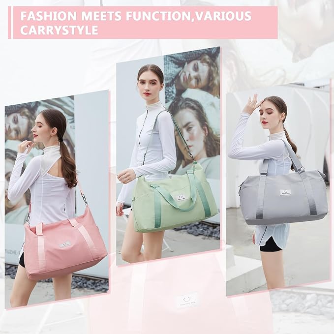 Gym bag for Women, Travel Duffel Bags with Trolley Sleeve, Weekender Overnight Bag, Carry on Tote Bag Dance Bag
