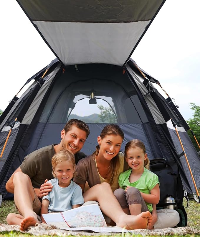 Camping Tent with Instant Setup, 2/3 Person Weatherproof Tent Easy Quick Set Up in 60 Seconds with Rainfly Backpack Tent for Family Camping & Hiking, Upgraded Ventilation,Center Height 66-inch