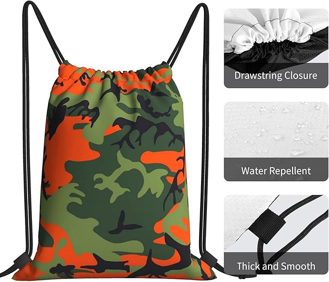 Camo Drawstring Bag Camouflage Map Gym Backpack Sports Backpack Lightweight Waterproof Bags for Men Women Outdoor Gym Sport