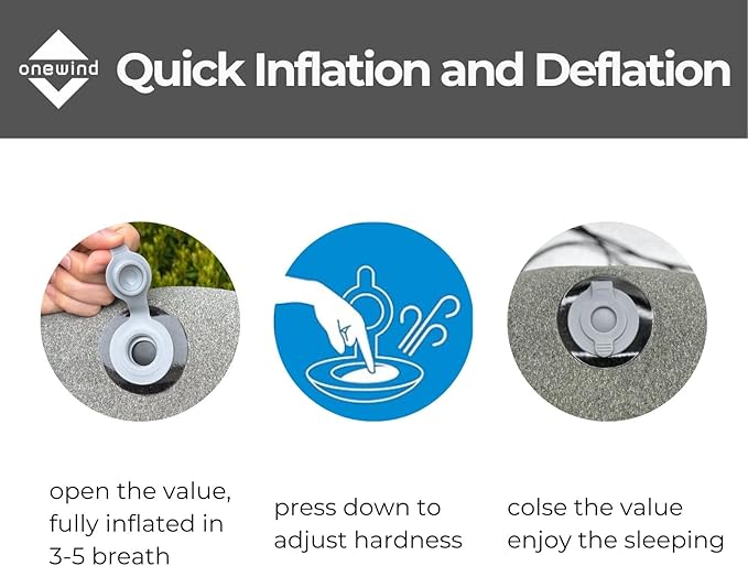 onewind Ultralight Camping Pillow, Soft Inflatable Pillow Compressible Ergonomic Neck Air Pillow with Removable Elastic Cord for for Hammock Tent Sleeping Pad Attachment, Gery