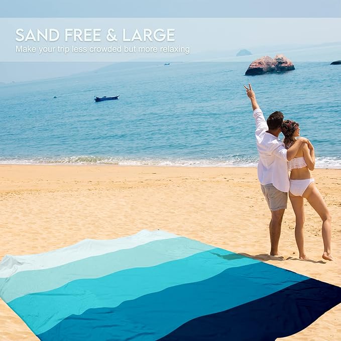 BYDOLL Beach Blanket 78''X81'' 4-7 Adults Oversized Lightweight Waterproof Sandproof Blanket for Beach Large Picnic Mat Travel Camping