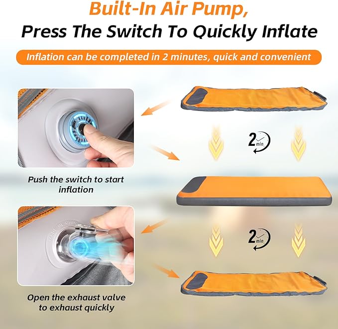 Self Inflating Sleeping Pad,Built-in Pump, Quickly Inflate and Deflate in 2 Minutes, Durable and Leak-Proof, Compact and Portable, Suitable for Home Travel and Camping Self Inflating Camping Pad