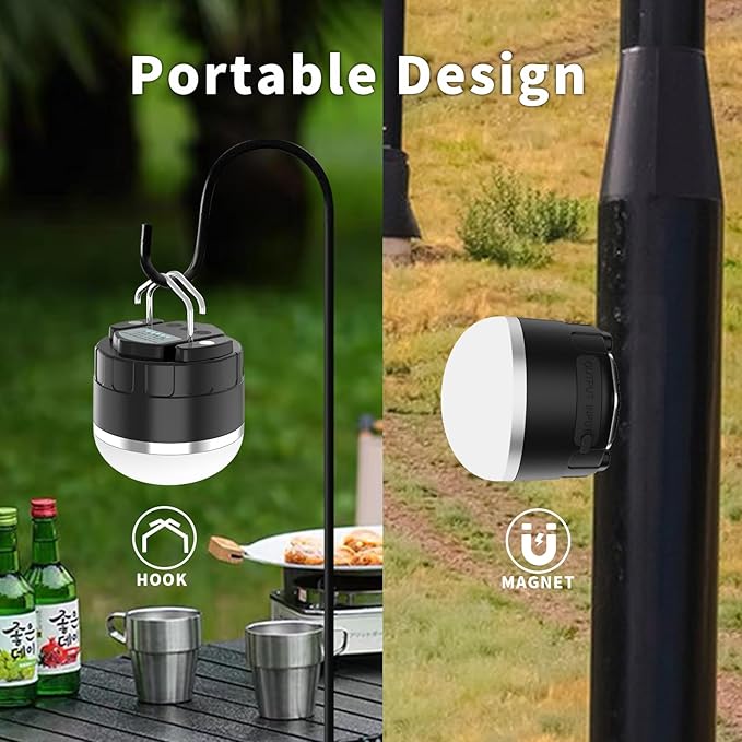 RGB Rechargeable Camping Lights 1000LM,YINGWOND 4000mAh LED Portable Camping Lantern with Magnet,Waterproof Tent Light for Emergency Power Outages Hiking Home Hurricane