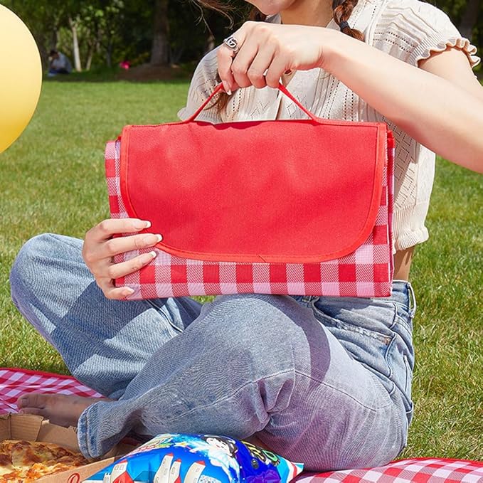 Lchkrep Picnic Blanket Beach Blankets 80"x60" Large Sandproof Waterproof Camping Portable Travel Blanket Play Mat for Outdoor Indoor Family Beach Park Grass,Hiking, Music Festival (Red)