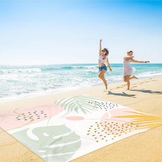 Beach Blanket, 78''×86'' Large Waterproof Sandproof Picnic Blanket for 2-4 Adults, Lightweight Compact Pink Sand Free Outdoor Mat w/ 4 Stakes for Camping, Travel, Hiking, Beach Accessories