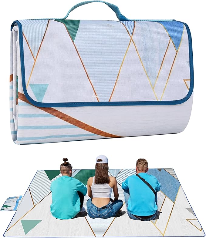 Picnic Blanket, Foldable Waterproof Sand Mat, Extra Large Picnic Blanket Outdoor Picnic Mat Beach Blanket for Park Grass Camping Hiking Travel Family Concerts
