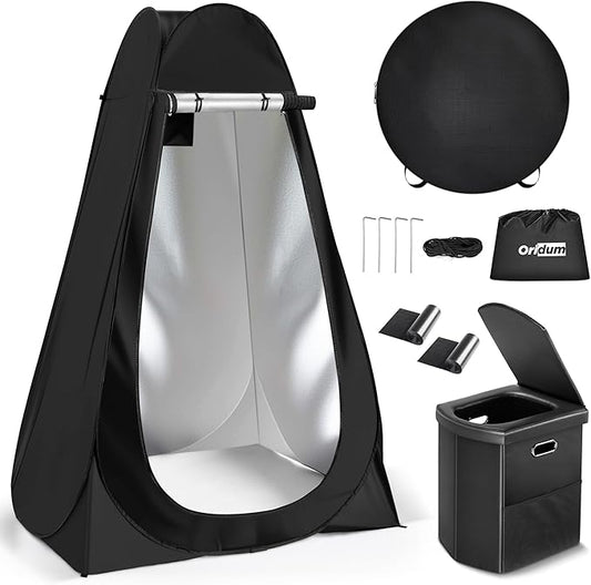 Portable Camping Toilet with Pop-Up Tent, Large Portable Toilet Kit for Adults, Outdoor Camping Shower Changing Room Emergency Tent Kit with Carry Bag for Hiking