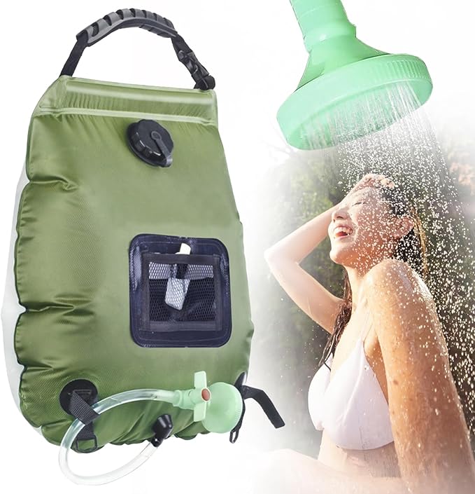 Solar Portable Shower for Camping 5 Gallon/20L - Solar Powered Camp Shower Bag with Switchable Shower Head and Detachable Hose for Camping, Backpacking, RV Travel