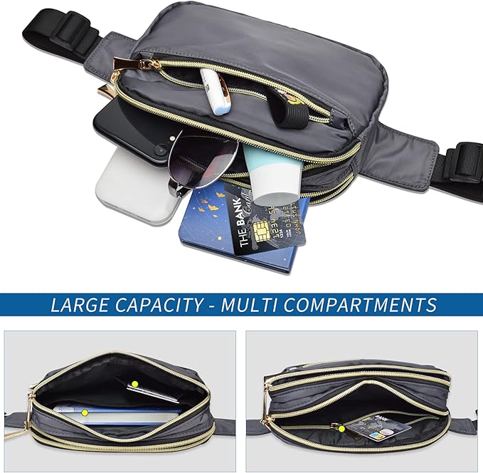 Fanny Packs for Women Men Fashion Plus Size Waist Pack Belt Bag Fanny Pack for Girls Boys with 5 Pockets Adjustable Belt, Cute Bum Bag Hip Bags for Travel Disney Running