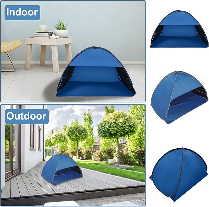 Beach Sun Shelters Pop Up Beach Tent, 1 PCS Portable Sun Shelter Tent for Anti-UV Windproof Camping Picnic Tent Small Dogs Cats and Other Small Pets, Blue