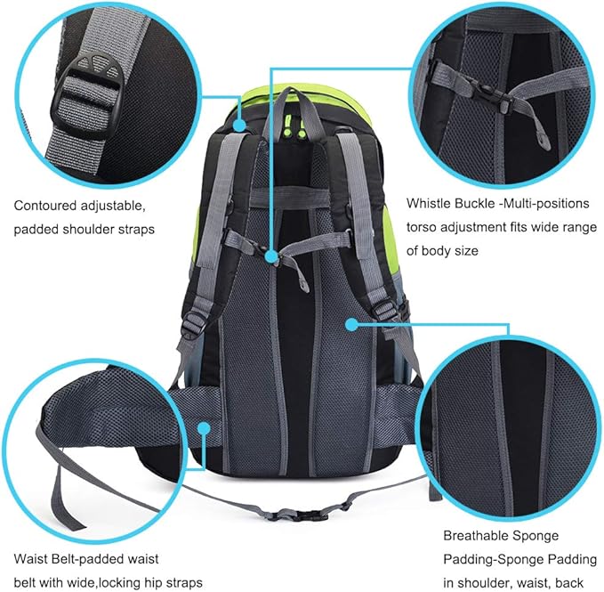 50L Hiking Backpack, Waterproof Lightweight Daypack for Outdoor Camping Travel