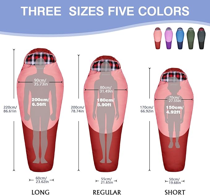 Cold Weather Mummy Sleeping Bag Flannel 0 Degree Winter Sleeping Bag Machine Washable Heavy Duty for Adults,Teenager with Compression Sack 4 Seasons for Camping Hiking Traveling