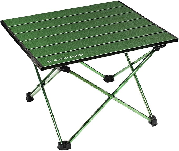 ROCK CLOUD Portable Camping Table Ultralight Aluminum Folding Beach Table Camp for Camping Hiking Backpacking Outdoor Picnic, Green