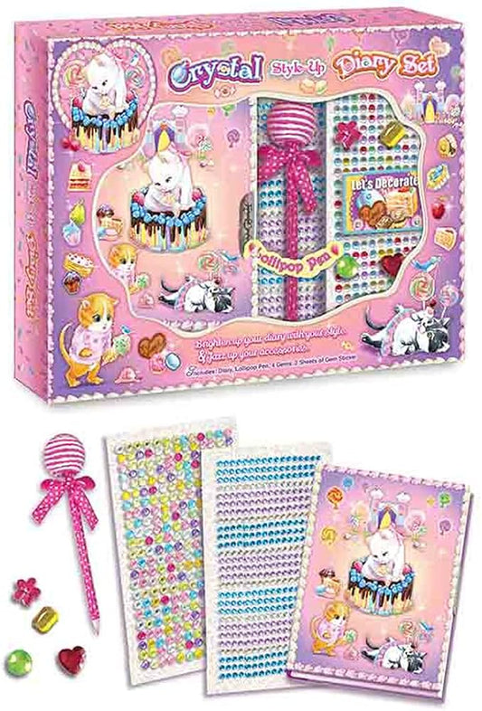 Sweet Kitty Diary with Lock Kids Journal Stationary Set for Little Girl School Tween Learning Writing Drawing Age 5 6 7 8 Years Gift with Notebook DIY Scrapbooking Kits