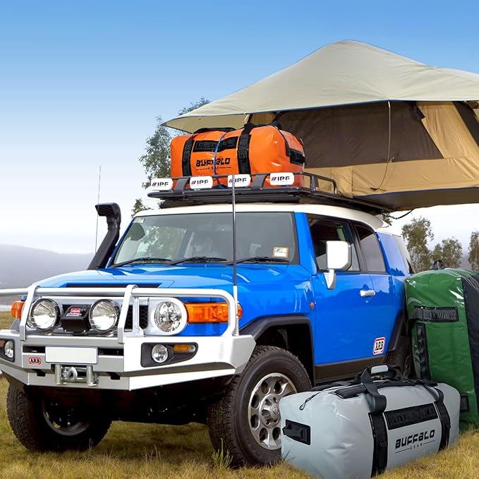 Buffalo Gear Large Waterproof Bag-150L Super Waterproof Duffel Bag Heavy Duty Adventure Bag for Boating Kayaking Motorcycling Hunting Camping Rafting Fishing Jet Ski