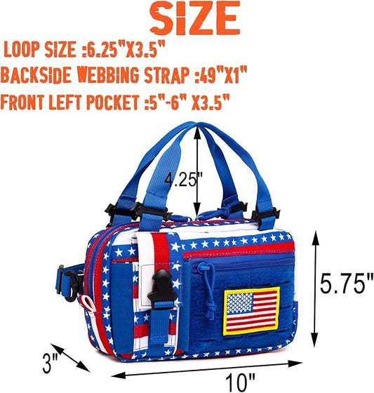 Tactical Molle Admin Pouch of Laser Cut Design,Medical EMT Organizer with Phone Pouch,EDC EMT Pack IFAK Tool Holder with US Patch (Small RedBlueStar-Include Accessories)