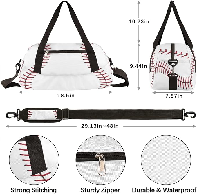Baseball Kids Overnight Duffle Bags Boys Girls Teen Sports Gym Bag for Weekender Travel Gymnastics Dance Ballet