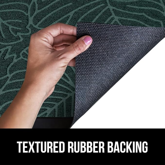 GORILLA GRIP 100% Waterproof All-Season WeatherMax Doormat, 72x24 Runner, Durable Natural Rubber, Stain and Fade Resistant, Low Profile, Indoor Outdoor Door Mats, Easy Clean Entrance Mat, Green Palm