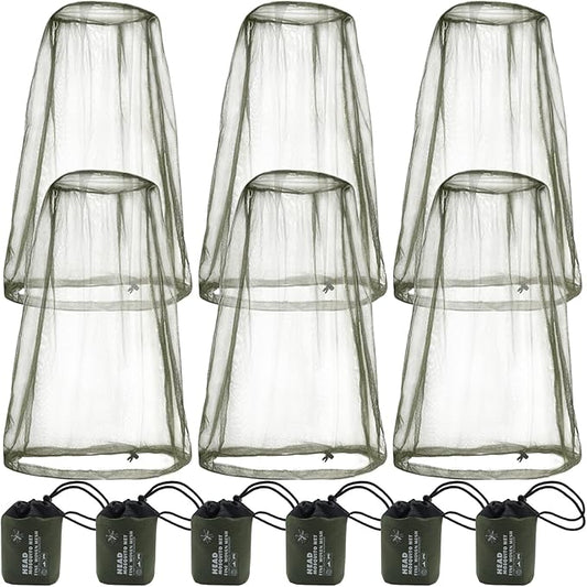 6 Packk Mosquito Covers Wearable Head Net Face Mesh Protecting Net Mosquito Fly Insects Bugs Preventing for Outdoor