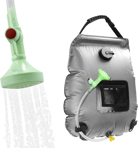 Solar Shower Bag | 5 Gal/20L Solar Heating Camping Shower Bag | Removable Hose | On-Off Switchable Shower Head | Ducha Portatil | Traveling Shower | Portable Shower for Beach Swimming, Hiking