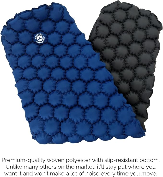 ECOTEK Outdoors Hybern8 Ultralight Inflatable Sleeping Pad with Contoured FlexCell Honeycomb Design - Easy to Inflate, Comfortable, Lightweight, Durable, and Hammock Approved [Ocean Blue]
