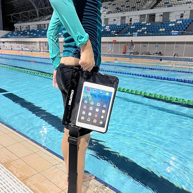 DRLOKPAK Waterproof Waist Pouch Fanny Pack Bum Bag Hip Pouch for Swim Surf Sail Snorkel Kayak Beach Pool to protect Wallet Passport Phone watch eReader mini tablet Dry (Black)