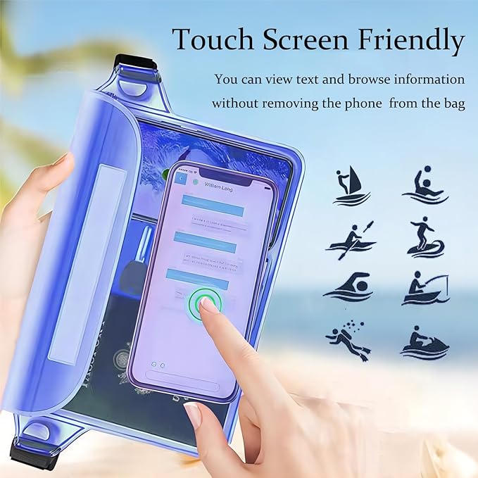 CADONO 2-Pack Waterproof Pouch with Adjustable Waist Strap | Screen Touch Sensitive Dry Bag, Keep Your Phone and Valuables Dry, Perfect for Swimming Kayaking Boating Fishing Beach Diving
