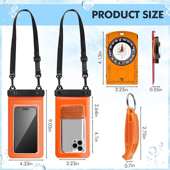 Talltalk 4 pcs Waterproof Dry Bag Set 10l Lightweight Dry Sack with Phone Case Orienteering Compass Emergency Whistle for Travel, Swimming, Boating, Kayaking, Camping, Fishing