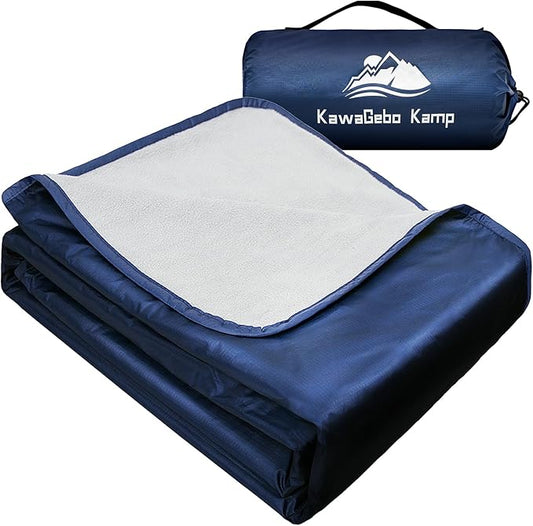 Fleece Waterproof Outdoor Blanket, Windproof Stadium Blanket for Camping, Picnics, and Sports Stay Dry and Comfortable 80"x58"