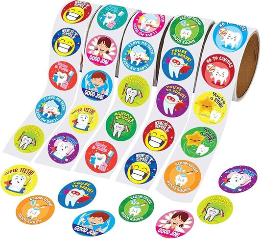 ArtCreativity Dental Sticker Rolls Assortment - Set Includes 500 Dental Themed Stickers - Dental Reward, Goodie Bag Fillers, Party Favors - Fun Craft Tool for Children Ages 3+
