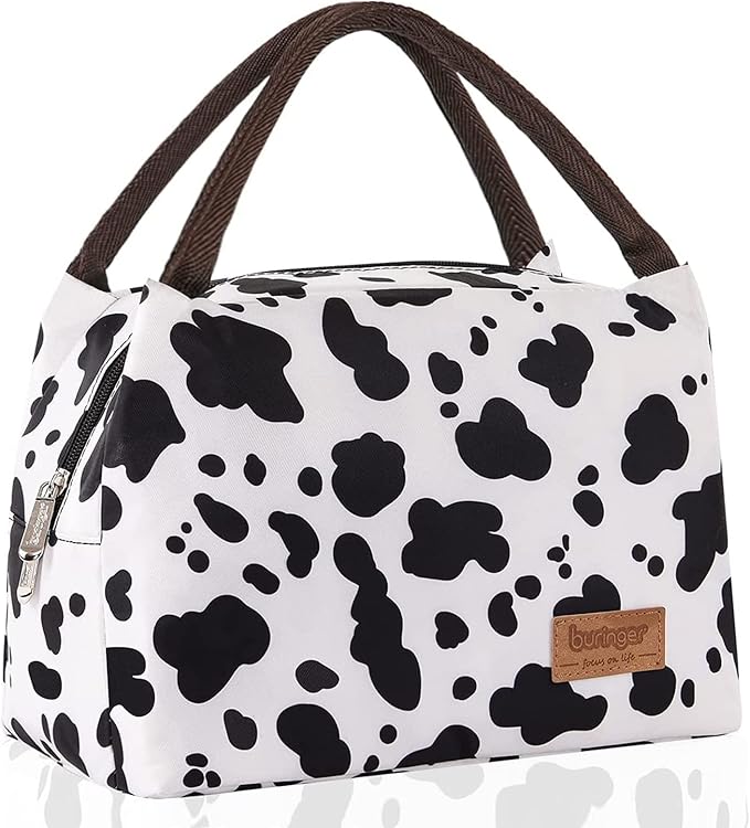 Buringer Insulated Lunch Bag Lunch Box for Women Men Adult Lunch Tote for Work Picnic Travel (Cow Print)