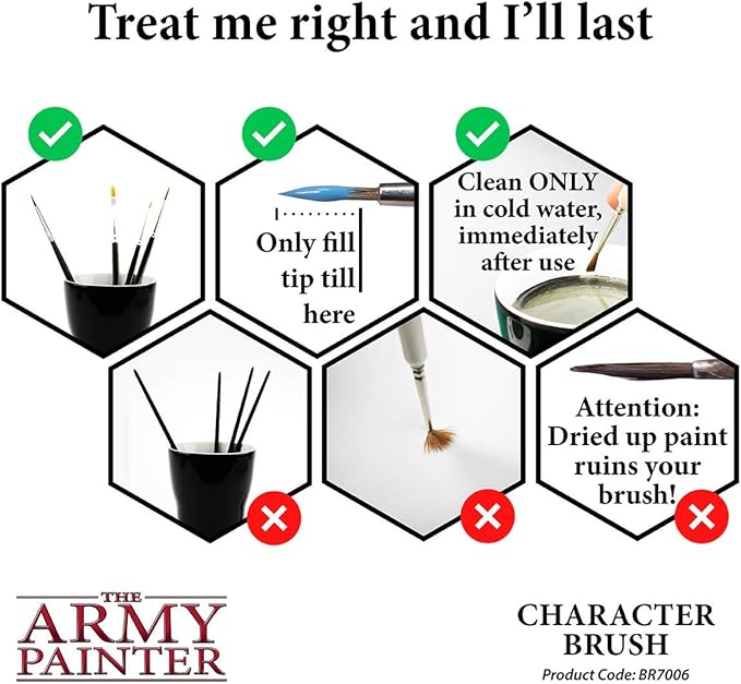 The Army Painter Wargamer: Character Brush - Fine Detail Paint Brush Set with Rotmarder Sable Hair - Small Paint Brush, Model Paint Brush, Fine Tip Paint Brushes for Acrylic and Miniature Painting