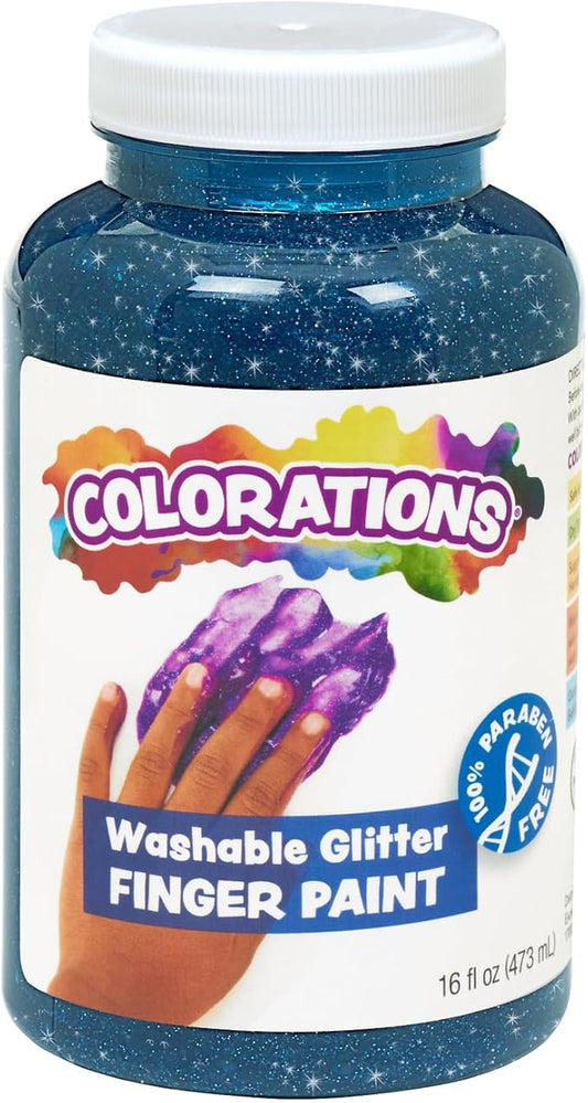Colorations® Turquoise Washable Glitter Finger Paint, 16oz, Paint, Washable Paint, Finger Paint, Kids Paint, Washable Paint For Kids, Finger Paints For Toddlers Non-Toxic, Tempera Paint, Toddler Paint