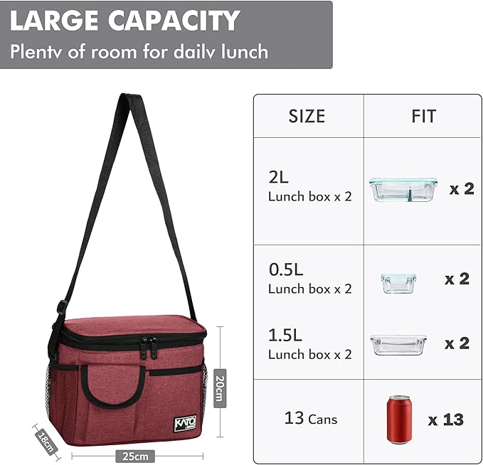Tirrinia Insulated Lunch Box for Women Men, Leakproof Reusable Lunch Bag Containers for Adult,Working,Office,Lunch Soft Cooler Bag Tote for Picnic Hiking Beach,Red