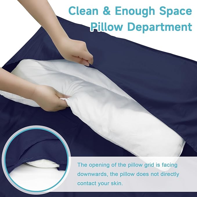 Sleeping Bag Liner, Self Tan Sleep Sack, Adult Sleep Sack, Two-Way-Zipper Expose Feet Separately, Portable Single Camping Travel Sheets for Hotel,Hostels,Business Trips