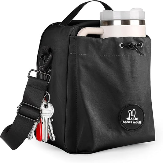 Sports Rabbit Insulated Lunch Bag for Men & Women – Compatible with 40/30OZ Stanley Cups – Leakproof Cooler Tote, Wax-Coated Oxford Fabric, Adjustable Strap – Perfect for Work, Travel, Picnics (Black)