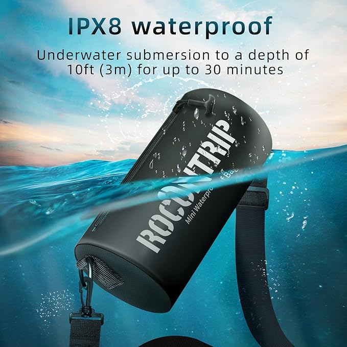 ROCONTRIP Crossbody Waterproof Bag IPX8 Dry Bag With Airtight Zipper Dry Sacks lightweight Portable Swimming Bag For Swimming Kayaking Camping Boating Rafting Fishing Travelling Snorkeling