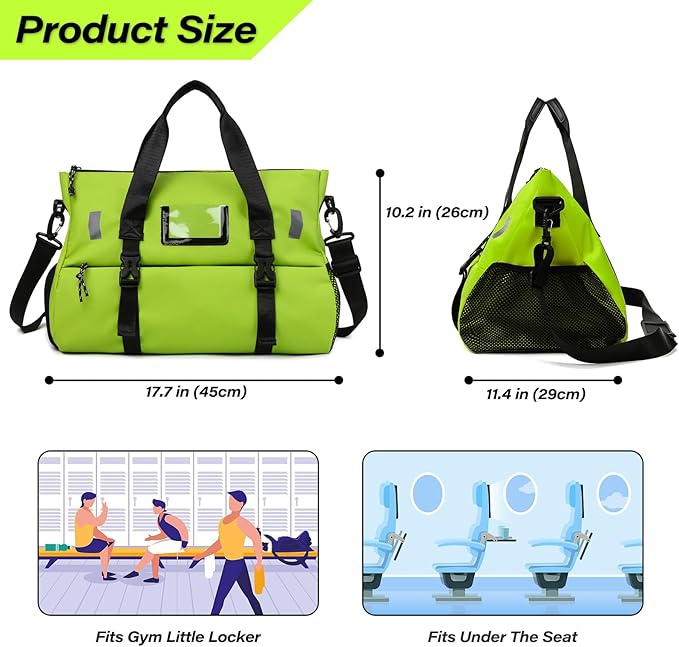 Gym Bag for Women, Yoga Mat Bag with Shoes Compartment & Wet Dry Pockets & Adjustable Yoga Mat Holder